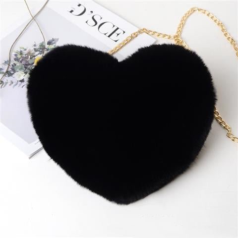 Bolsa de Pelúcia em Formato de Coração com Corrente — Fofa, Elegante e Cheia de Personalidade - fardyStore