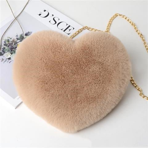 Bolsa de Pelúcia em Formato de Coração com Corrente — Fofa, Elegante e Cheia de Personalidade - fardyStore