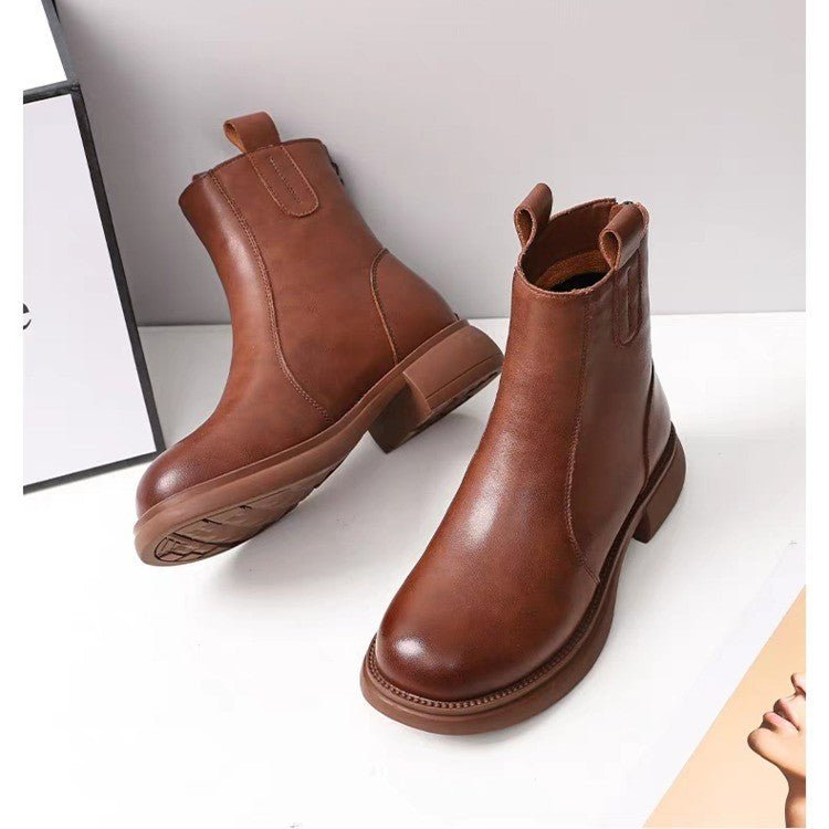 Bota Ankle Feminina com Forro Fleece, Salto Raso e Zíper - fardyStore