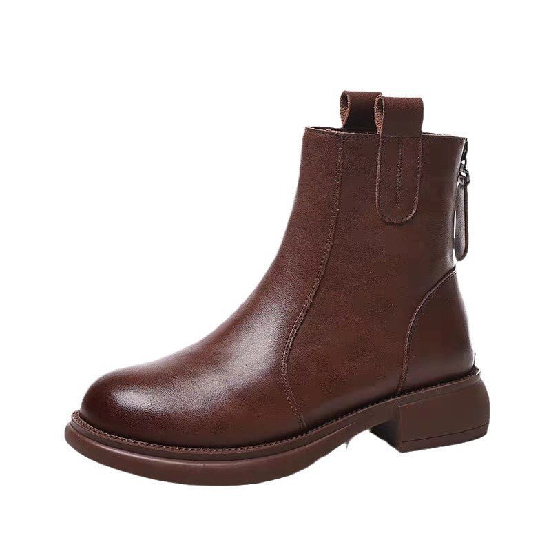Bota Ankle Feminina com Forro Fleece, Salto Raso e Zíper - fardyStore