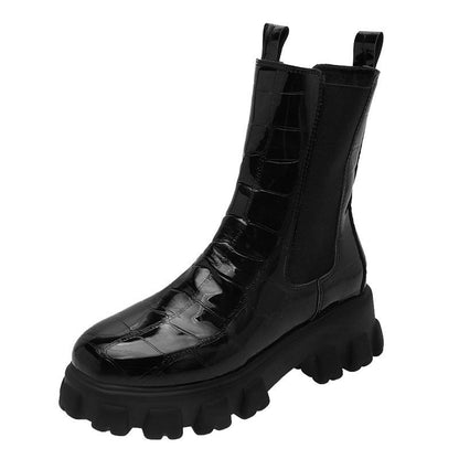 Botas de cano médio estilo britânico para mulheres - fardyStore