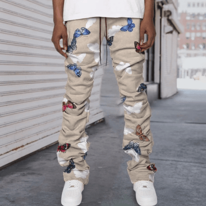 Calça Jeans Oversize com Estampa de Borboleta — Estilo Europeu - fardyStore