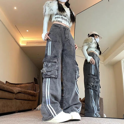 Calça Jeans Retrô com Listra Lateral Estilo Americano - fardyStore