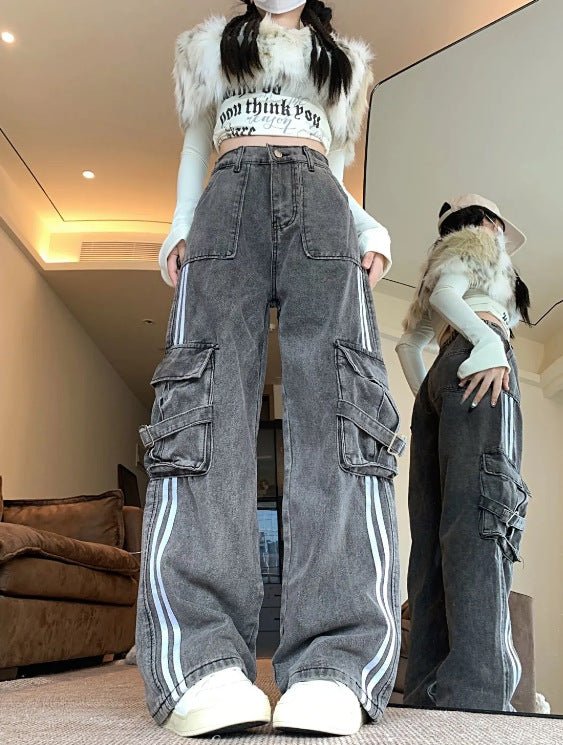 Calça Jeans Retrô com Listra Lateral Estilo Americano - fardyStore
