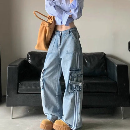 Calça Jeans Retrô com Listra Lateral Estilo Americano - fardyStore