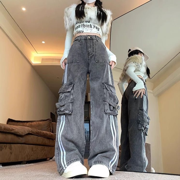 Calça Jeans Retrô com Listra Lateral Estilo Americano - fardyStore