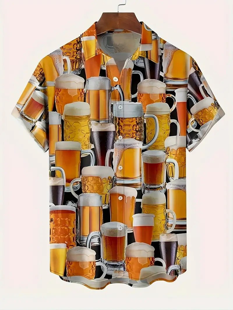 Camisa Masculina Personalizada 3D Estampa de Cerveja — Manga Curta - fardyStore