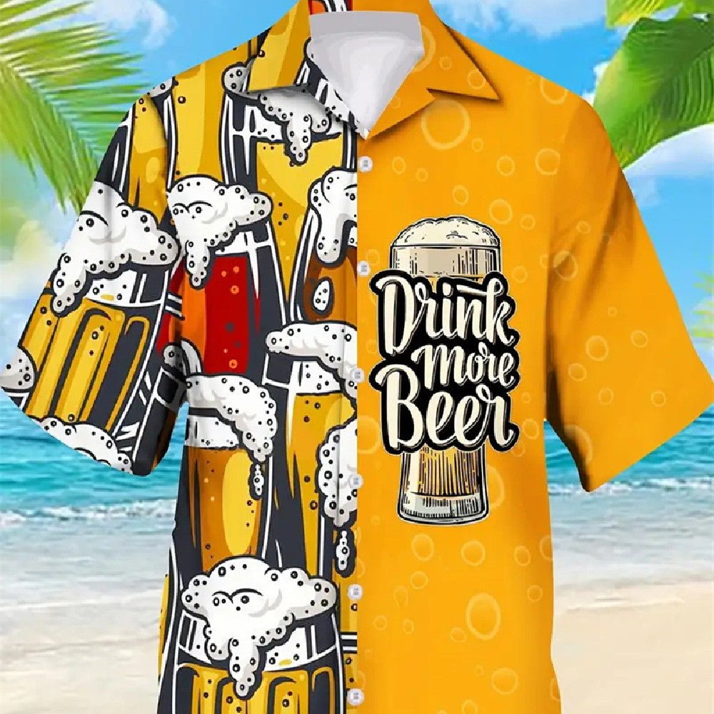 Camisa Masculina Personalizada 3D Estampa de Cerveja — Manga Curta - fardyStore