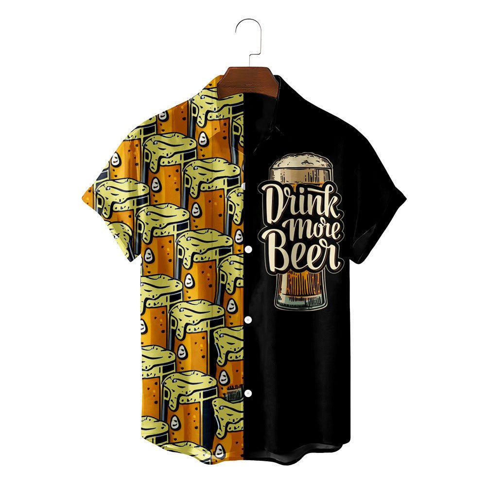 Camisa Masculina Personalizada 3D Estampa de Cerveja — Manga Curta - fardyStore