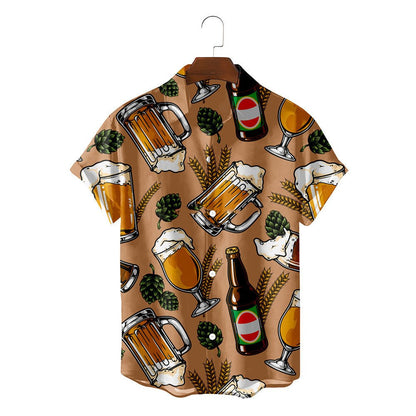 Camisa Masculina Personalizada 3D Estampa de Cerveja — Manga Curta - fardyStore