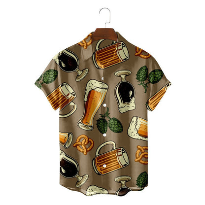 Camisa Masculina Personalizada 3D Estampa de Cerveja — Manga Curta - fardyStore
