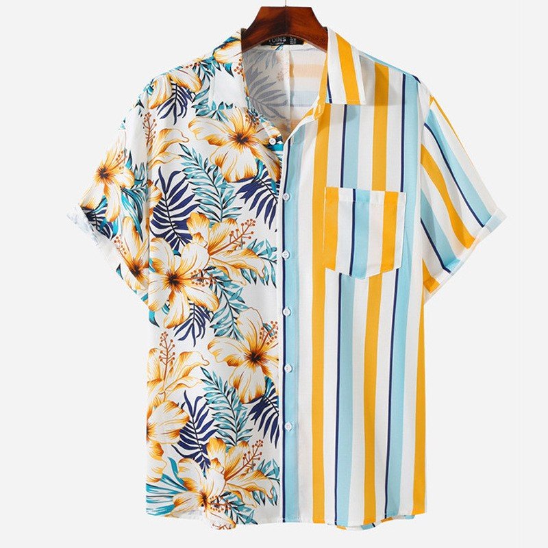 camisa mascunlina de manga curta com impressão digital 3D - fardyStore