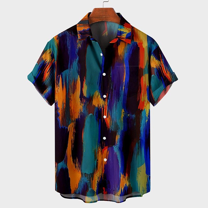 camisa mascunlina de manga curta com impressão digital 3D - fardyStore