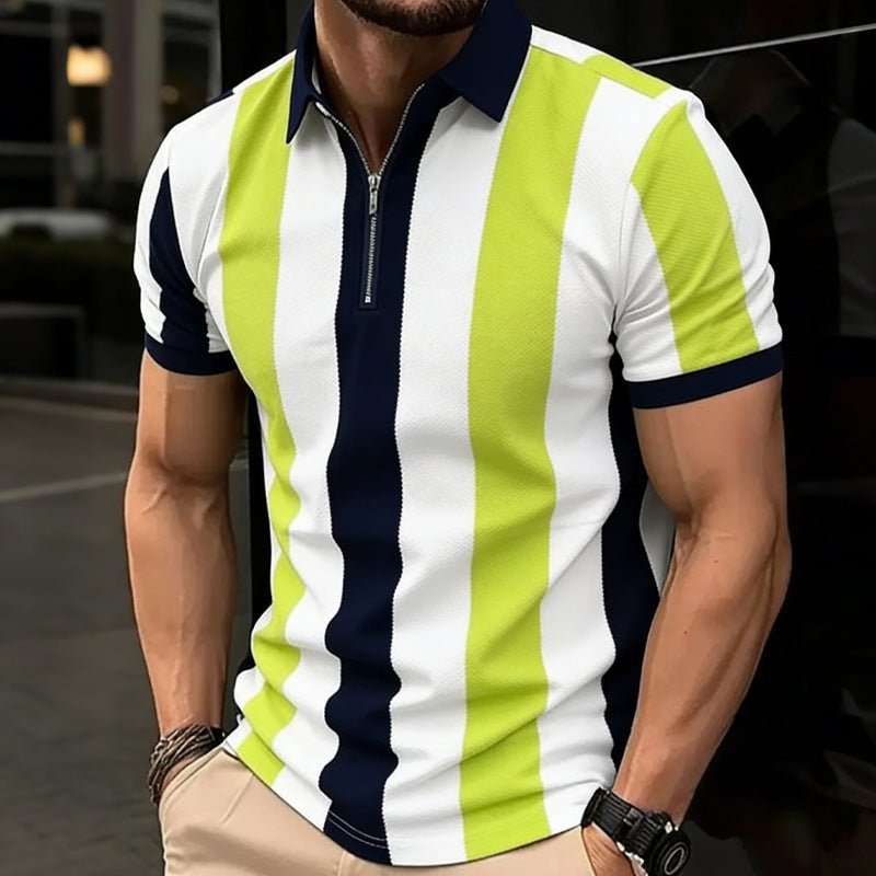 Camiseta com zíper de lapela versátil masculino - fardyStore