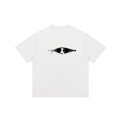 Camiseta de ververão com imagem cachorro e zíper de algodão tamanho grande - fardyStore