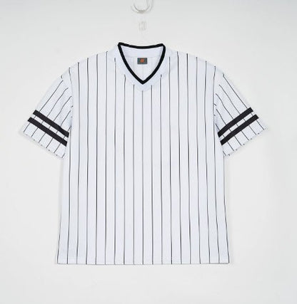 Camiseta manga curta para homen, design listrado de ajusto solto - fardyStore