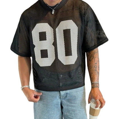 Camiseta Masculina Manga Curta em Tela Transparente Fina Estampada - fardyStore