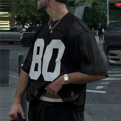 Camiseta Masculina Manga Curta em Tela Transparente Fina Estampada - fardyStore