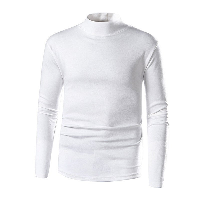 Gola alta de estilista masculina versátil e slim fit com mangas compridas - fardyStore