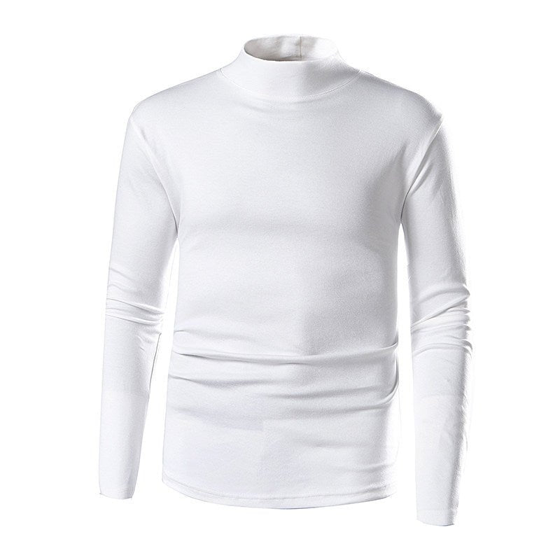 Gola alta de estilista masculina versátil e slim fit com mangas compridas - fardyStore