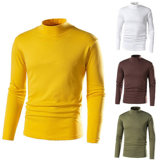 Gola alta de estilista masculina versátil e slim fit com mangas compridas - fardyStore