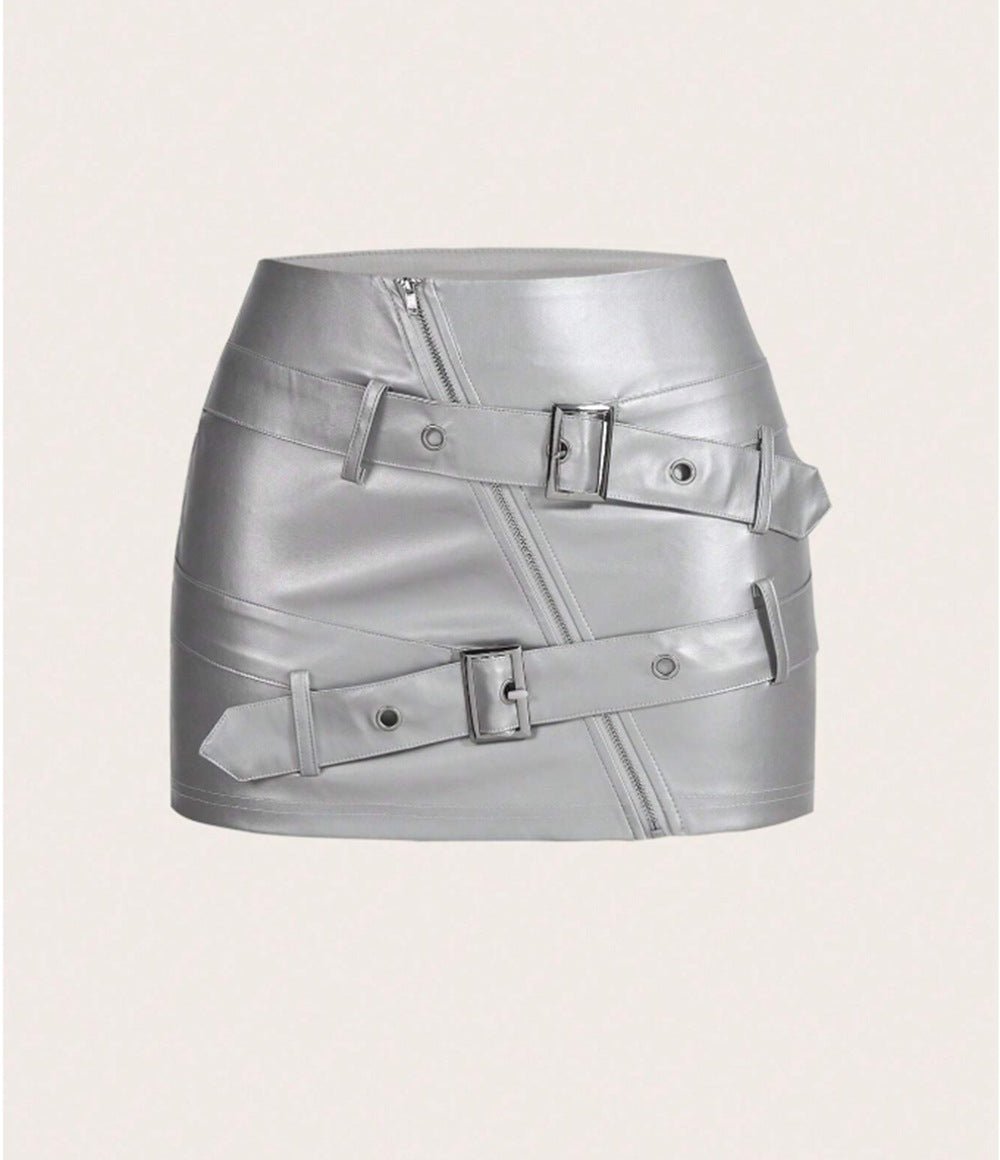 Saia de Couro Justa — Streetwear & Edição Trend - fardyStore