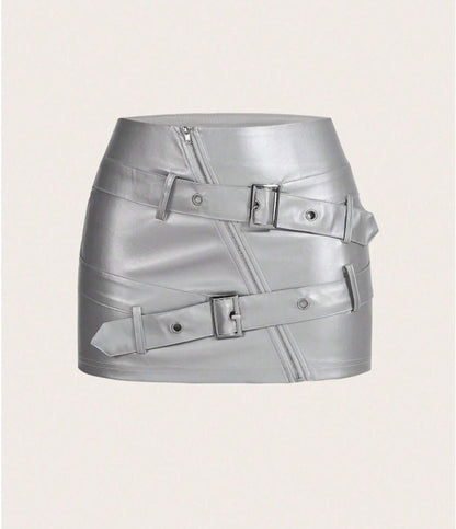 Saia de Couro Justa — Streetwear & Edição Trend - fardyStore