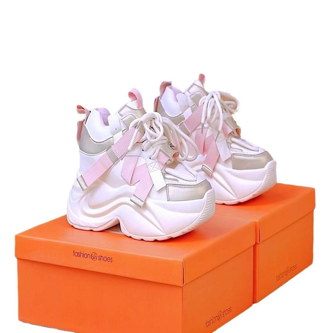 Sapatos femininos casuais salto alto com bloco de cor versátil estilo coreanno - fardyStore