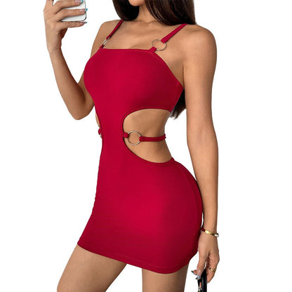 Vestido Curto Feminino Bordô com Detalhe Vazado na Cintura - fardyStore
